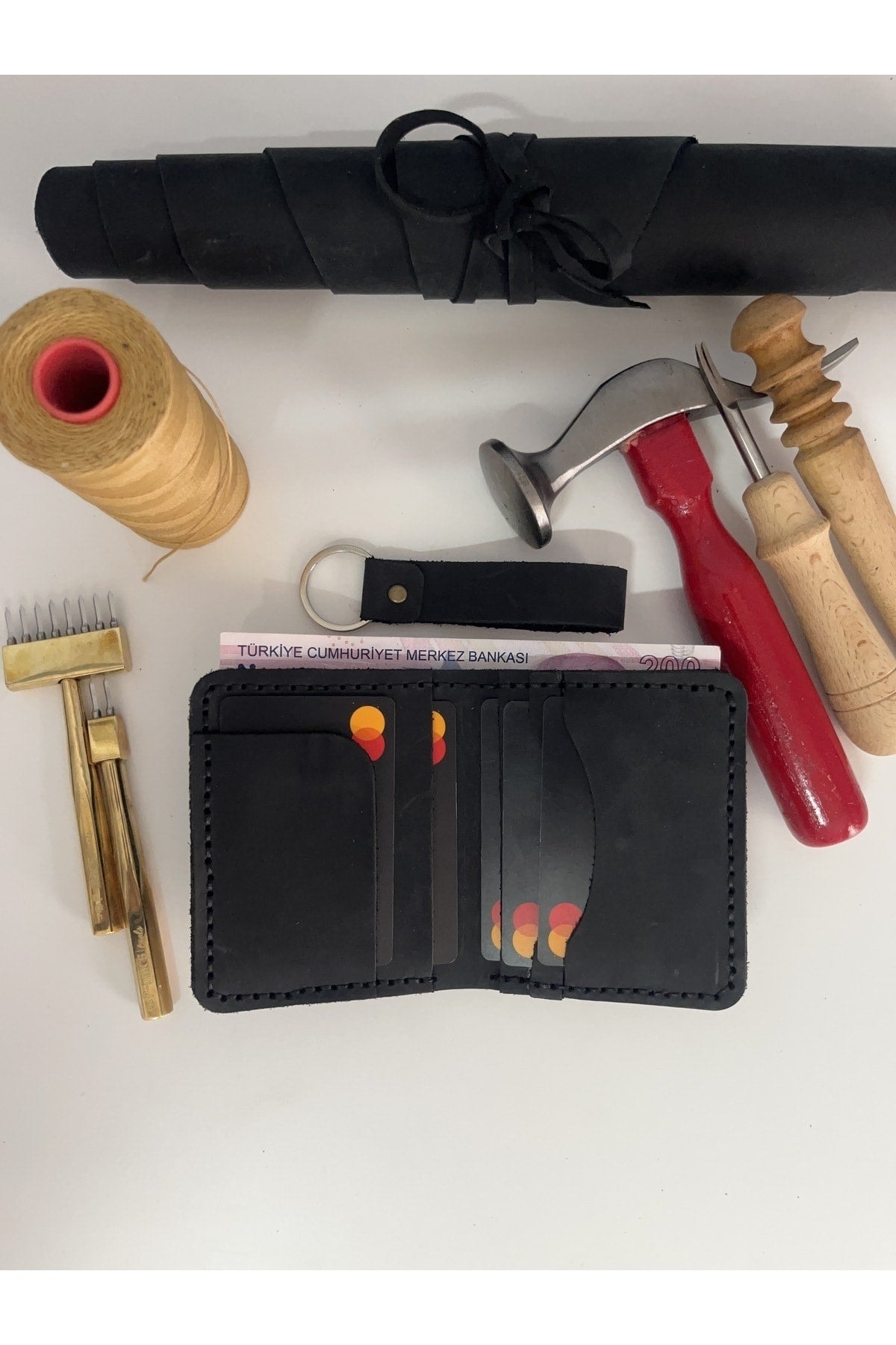 Genuine Leather Wallet With Card And Cash Compartment - Personalized Name Printing (Key Ring Gift)