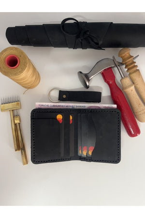 Genuine Leather Wallet With Card And Cash Compartment - Personalized Name Printing (Key Ring Gift)