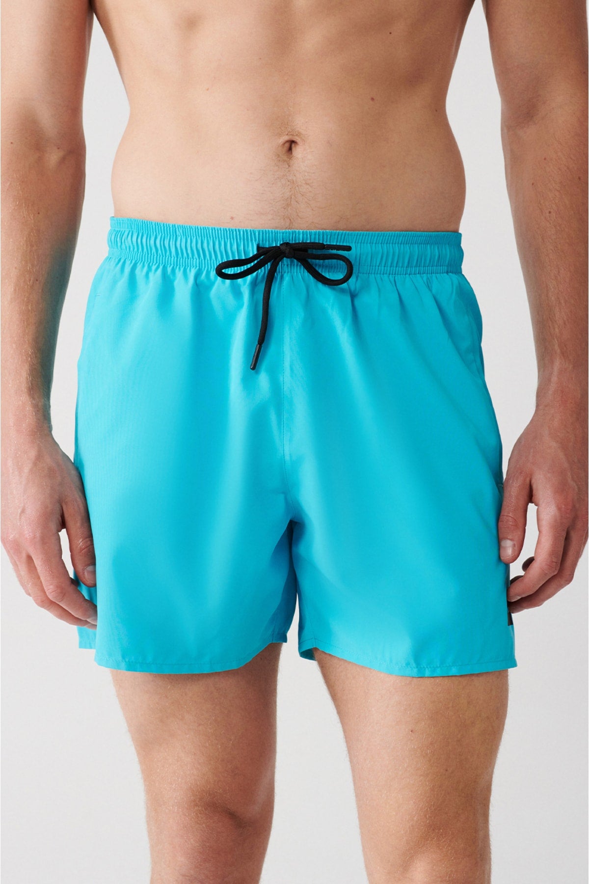 Men's Turquoise Quick Dry Standard Size Straight Swimwear Marine Shorts E003801