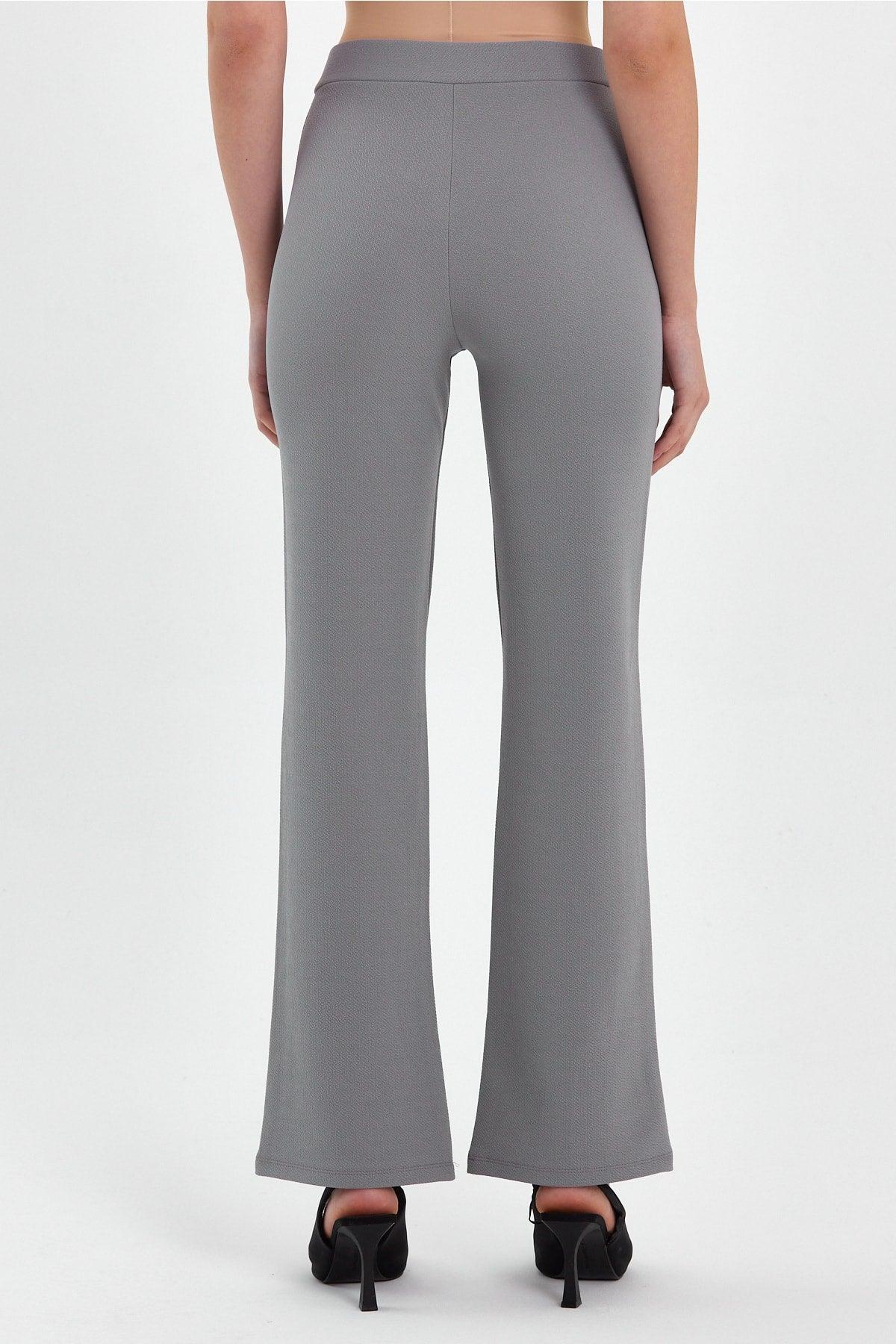 Women's High Waist Gatherer Bell-Length Palazzo Gray Trousers - Swordslife