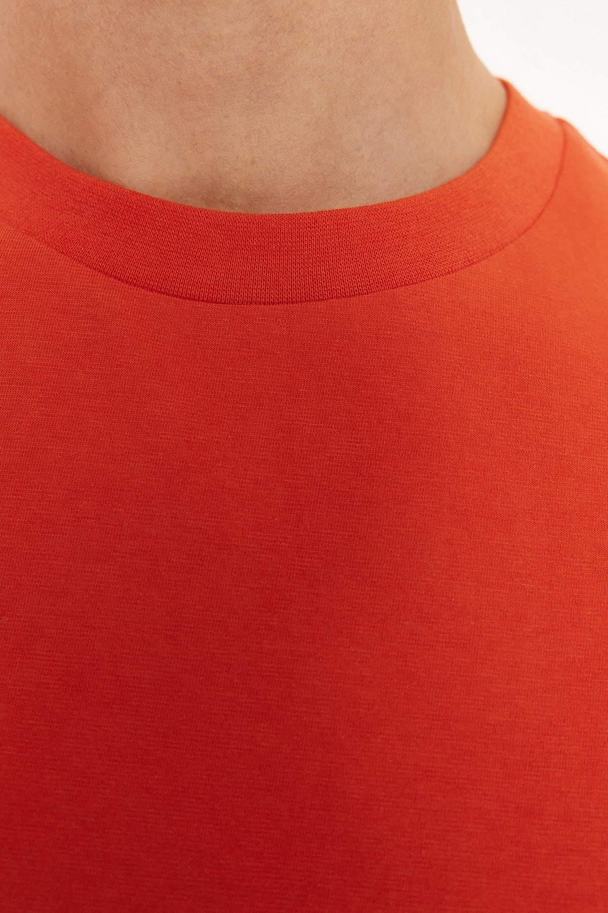 Orange Men'S Basic 100% Cotton Crew Neck Oversize Short Sleeve T-Shirt Tmnss22Ts0318