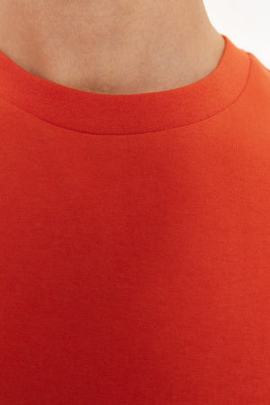 Orange Men'S Basic 100% Cotton Crew Neck Oversize Short Sleeve T-Shirt Tmnss22Ts0318