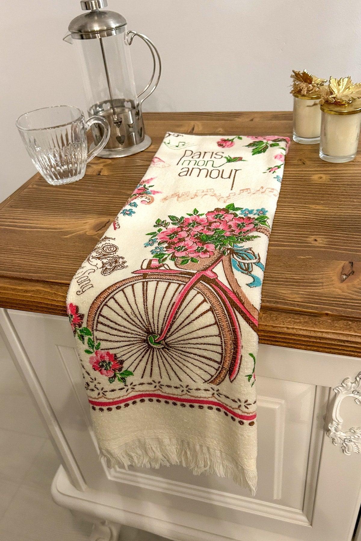 3 Piece Fringed Cotton 40x60 Cm Printed Towel Set Hand Face Kitchen Towel Soft Patterned Water Absorbent Set - Swordslife