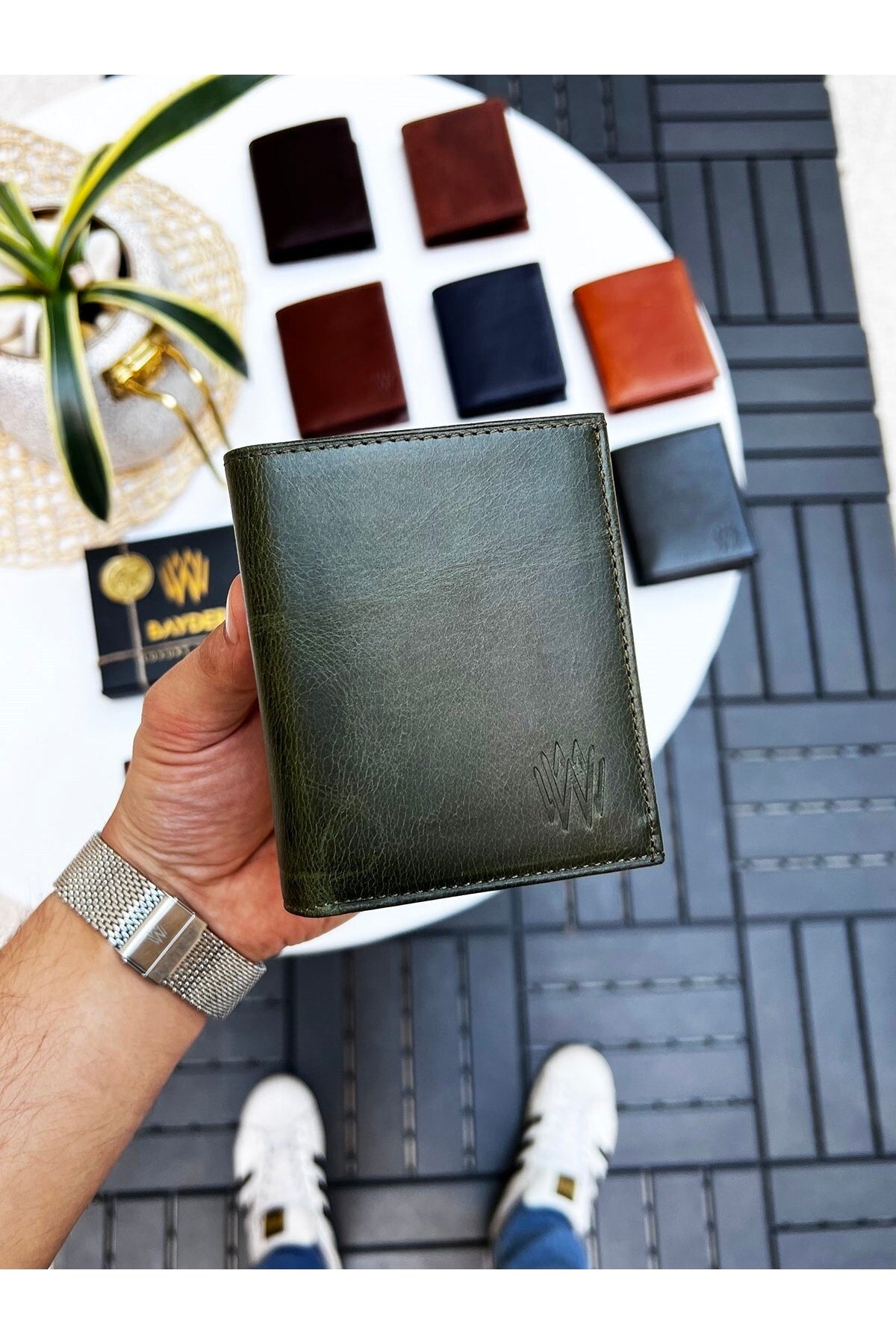 Luna Genuine Leather Handy Coin Holder Kibar Men'S Wallet Crazy Green