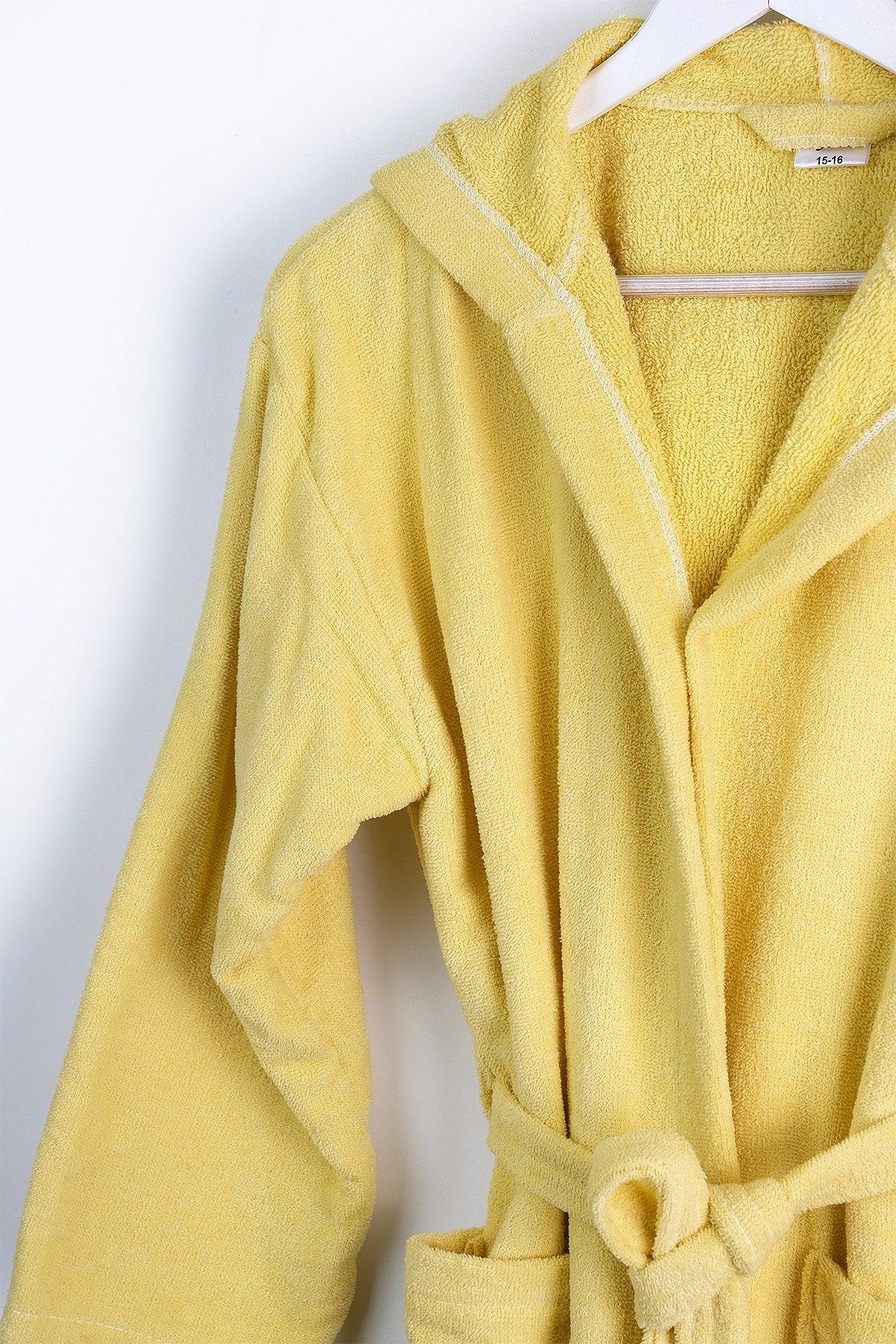 100% Cotton Hooded Velvet Yellow Teen Robe / Waitress Size - Swordslife