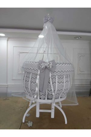 Gray Basket Crib Sleeping Set (Cradle And Bed Not Included)