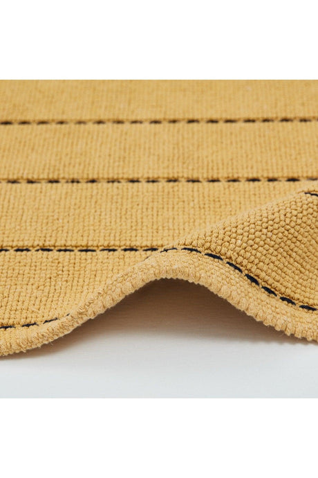 Basic Stripe Natural Cotton 2-Pack Bathroom Rug 60x100 50x60 Cm Spruce Yellow - Swordslife