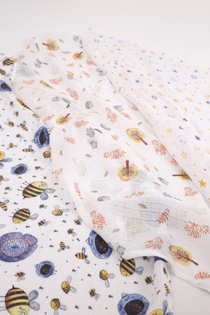 Digital Printed 6 Piece Multi-Purpose Muslin Cover Set - 75X75 Cm