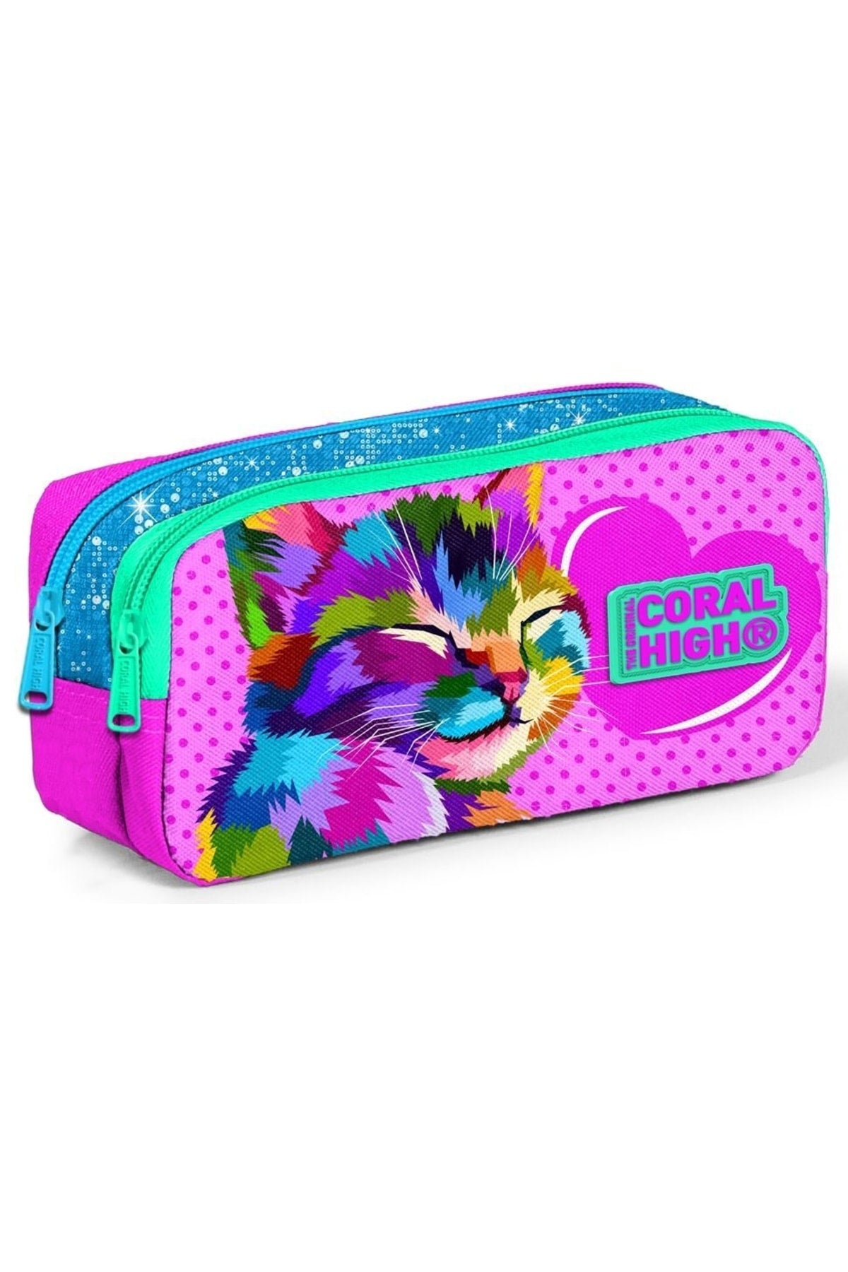 Coral High Pink Cat Girl Primary School Bag Set - Backpack+Nutrition+Pencil Holder
