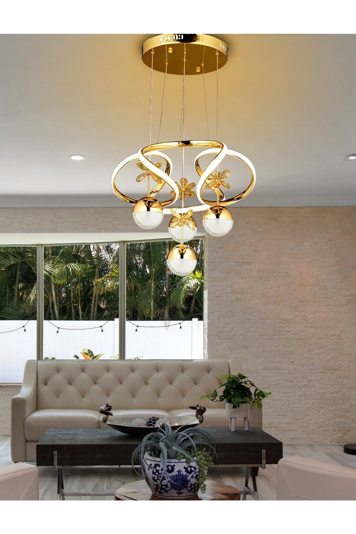 Modern Pendant Lamp Power Led Chandelier Butterfly Gold Yellow LED Chandelier