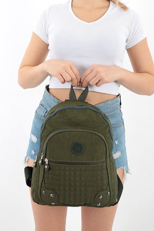 Unisex Green Crinkle Fabric Waterproof & Dirt-Resistant Backpack And School Bag