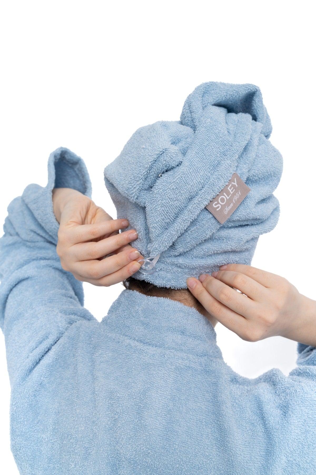 | May | Extra Soft 100% Cotton Hair Cap & Women's Bathrobe Set - Swordslife