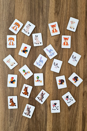Wooden Cute Farm Animals Brain Teaser Cards Matching Game Preschool Educational Material