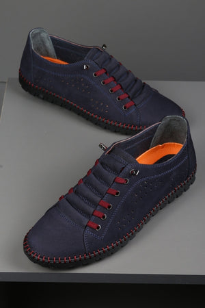 Casual Elastic Laceless Summer Genuine Leather Men'S Shoes