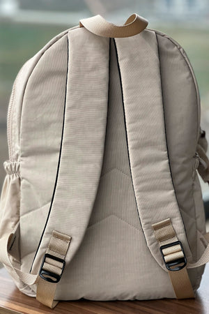 Fcstore Crinkle Fabric Waterproof Medium Size Beige Clinker Backpack/Laptop School Bag