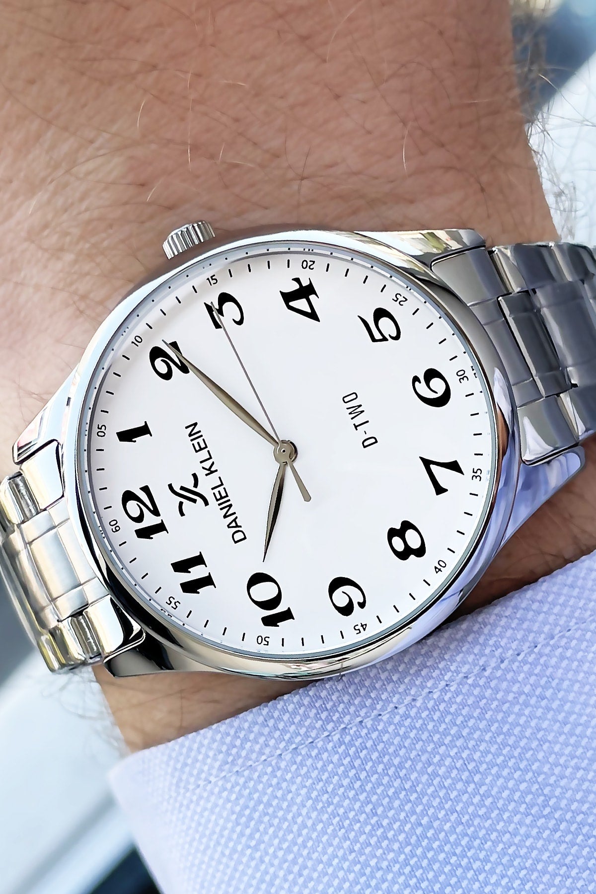 Men'S Wristwatch 3 Atm Waterproof Silver Color Steel Band + Wristband Dke2056C3
