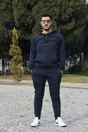 Hooded Kangaroo Pocket Cotton Men'S Tracksuit Set