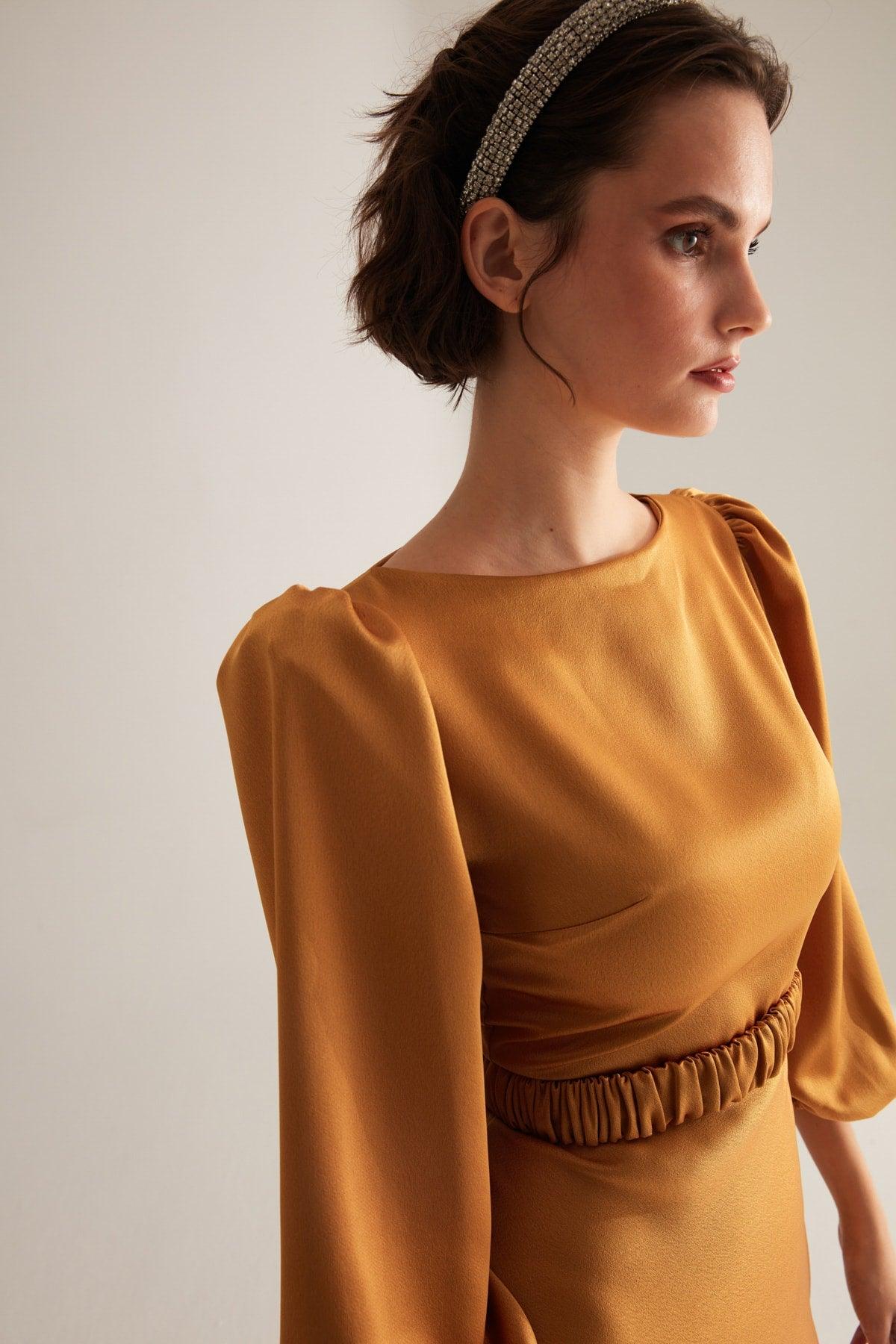 Heleny Special Design Mustard Engagement Dress - Swordslife