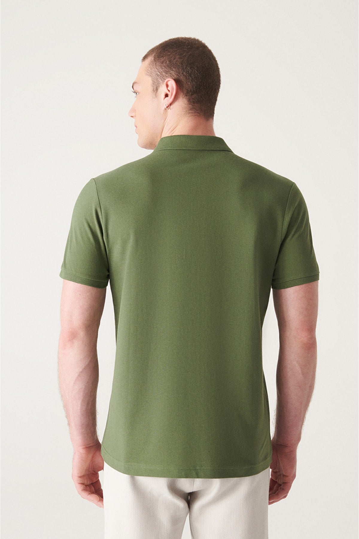 Men's Khaki 100% Cotton Breathable Standard Fit Normal Cut Polo Neck T-shirt E001004