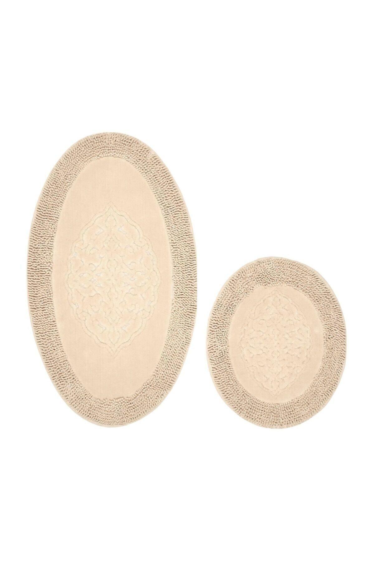 Tiffany Oval 2 Pcs Cotton Closet Set Capuccino Bath Mat Set - Swordslife