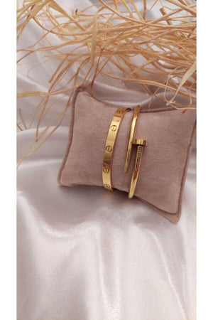 Gold Color Combine Heart Necklace Star Necklace Kartier Nail Bracelet And Cube Combine Bracelet - 2171 - Swordslife