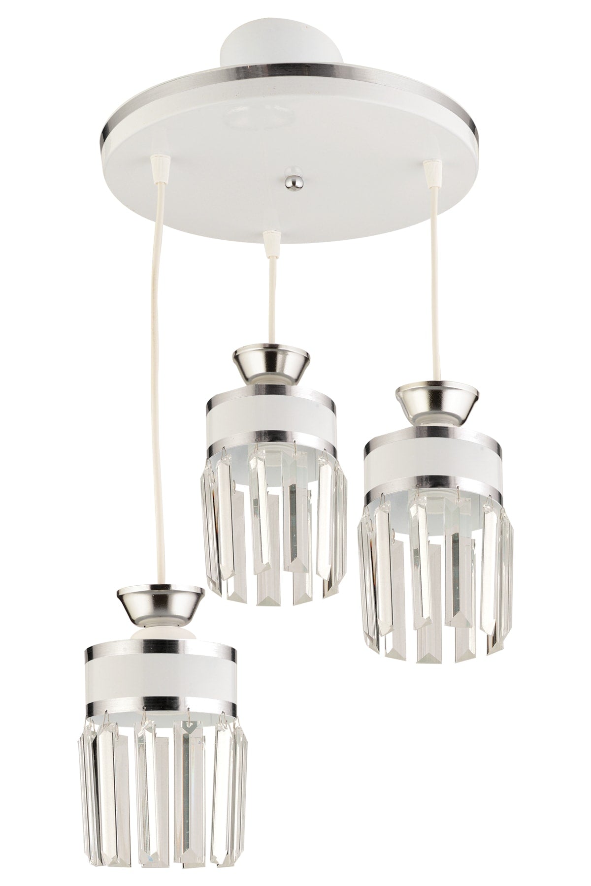 September 3-Piece Pendant Lamp Tray White Chrome Crystal Stone Gilded Modern Luxury Chandelier