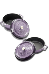 Cast Round Deep And Shallow 5 Piece Cookware Set Purple