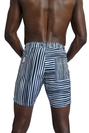 Men'S Striped White Marine Shorts