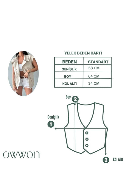 Women's Beige Cover Pocket Detailed Gabardine Vest - Swordslife