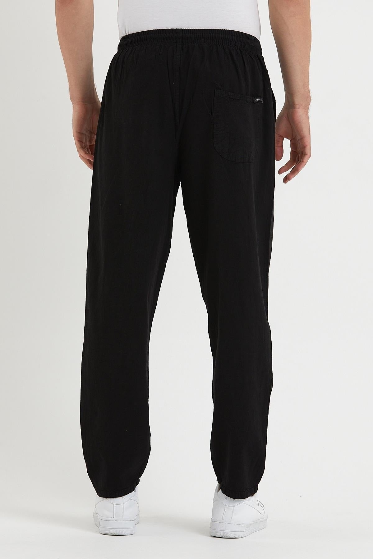 Men's Black Color Linen Trousers