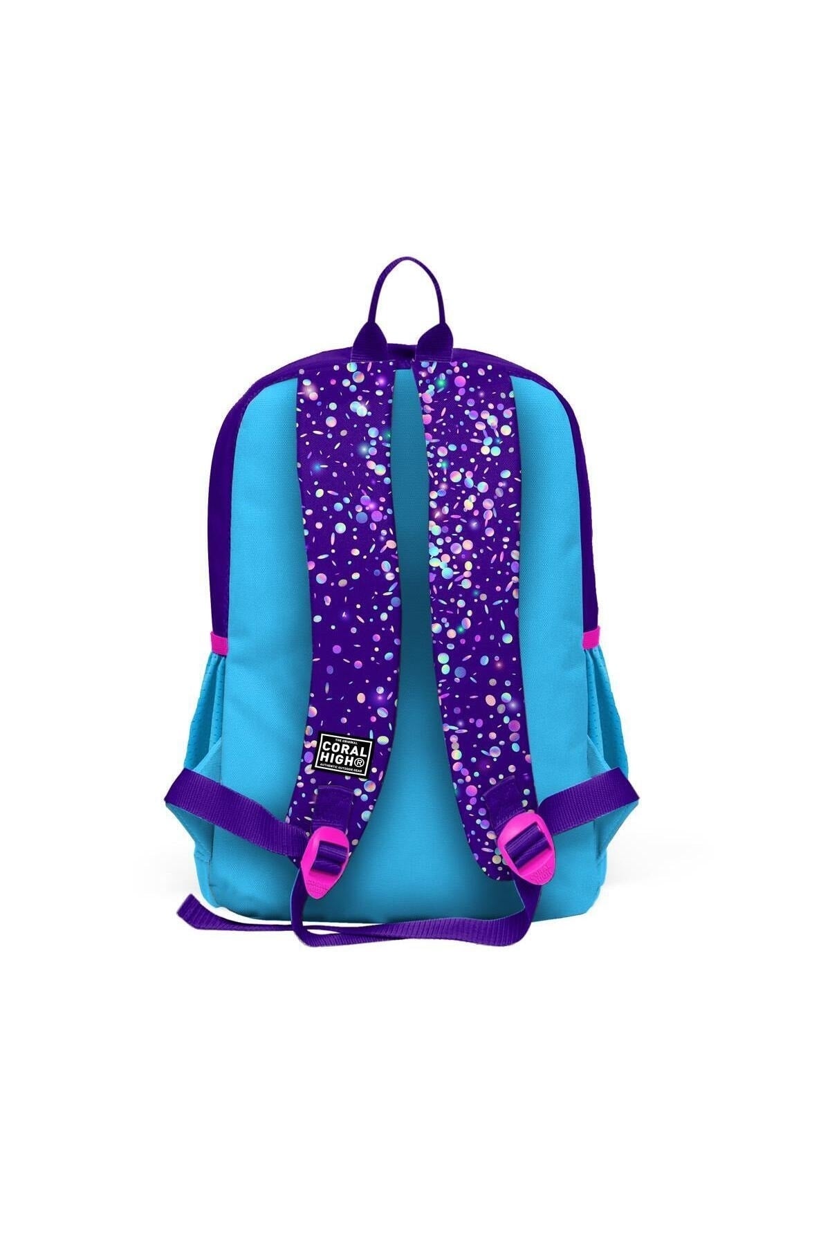 Kids Purple Blue Pink Heart Patterned 3-Pack School Bag Set