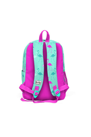 Kids Flamingo Patterned School Bag Set Of 3 With Four Compartments Usb Rechargeable Headphone Outlet
