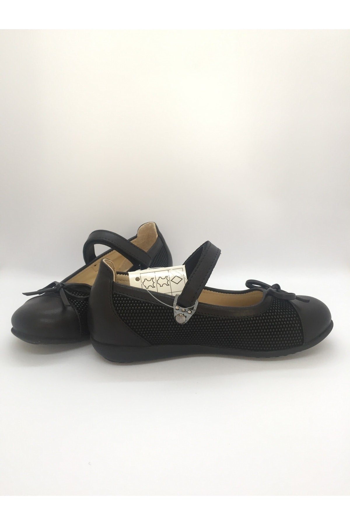 Orthopedic Kids Leather Flat Shoes 104 - Black Dotted