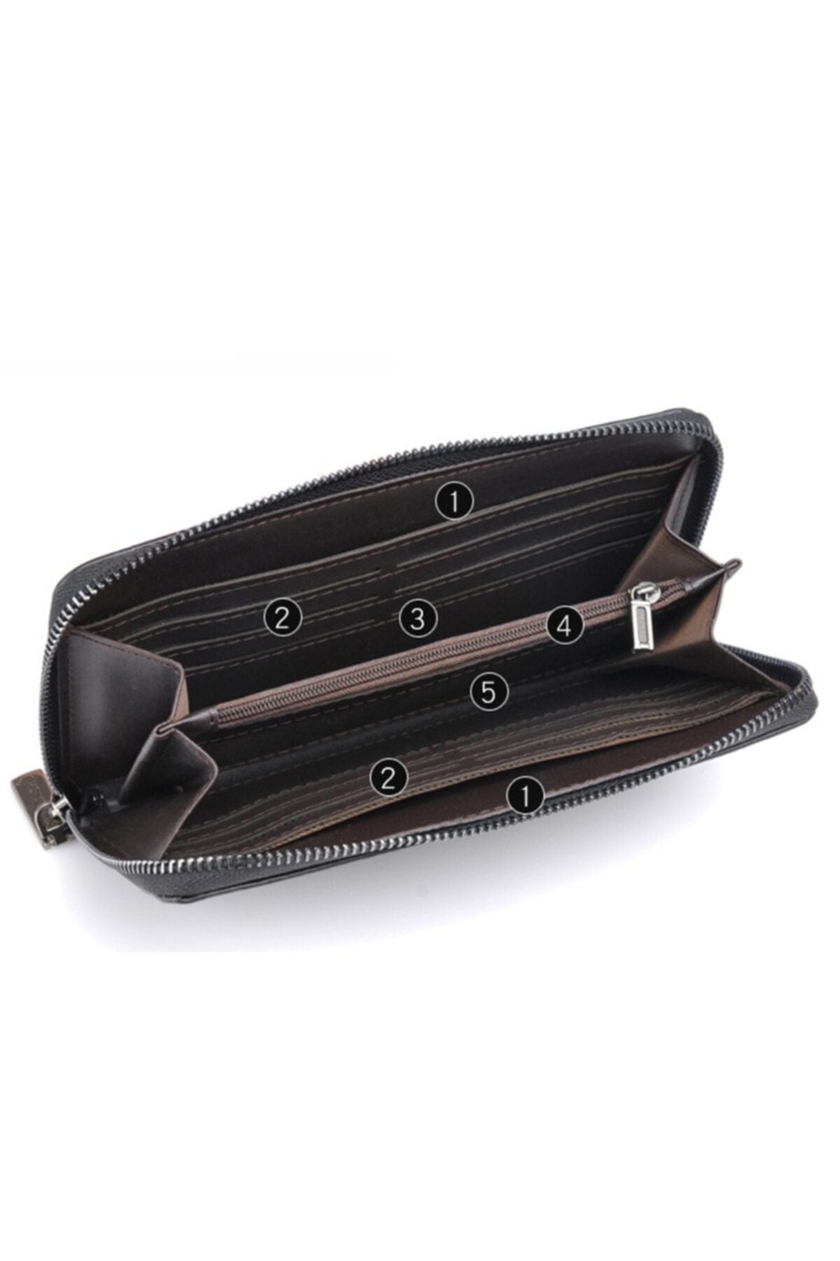 Men's Leather Zipper Long Wallet