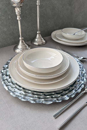 Modern Silver Platinum 24 Pieces 6 Person Dinnerware