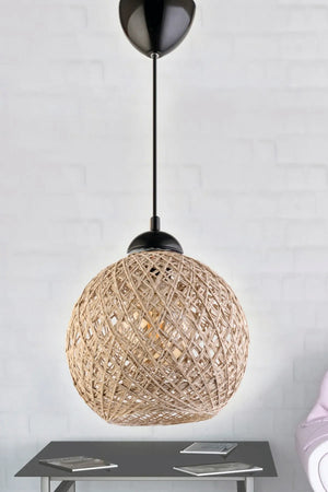 Set Of 3 Rustic Balle Ball Beige Pendant Lamp Chandelier
