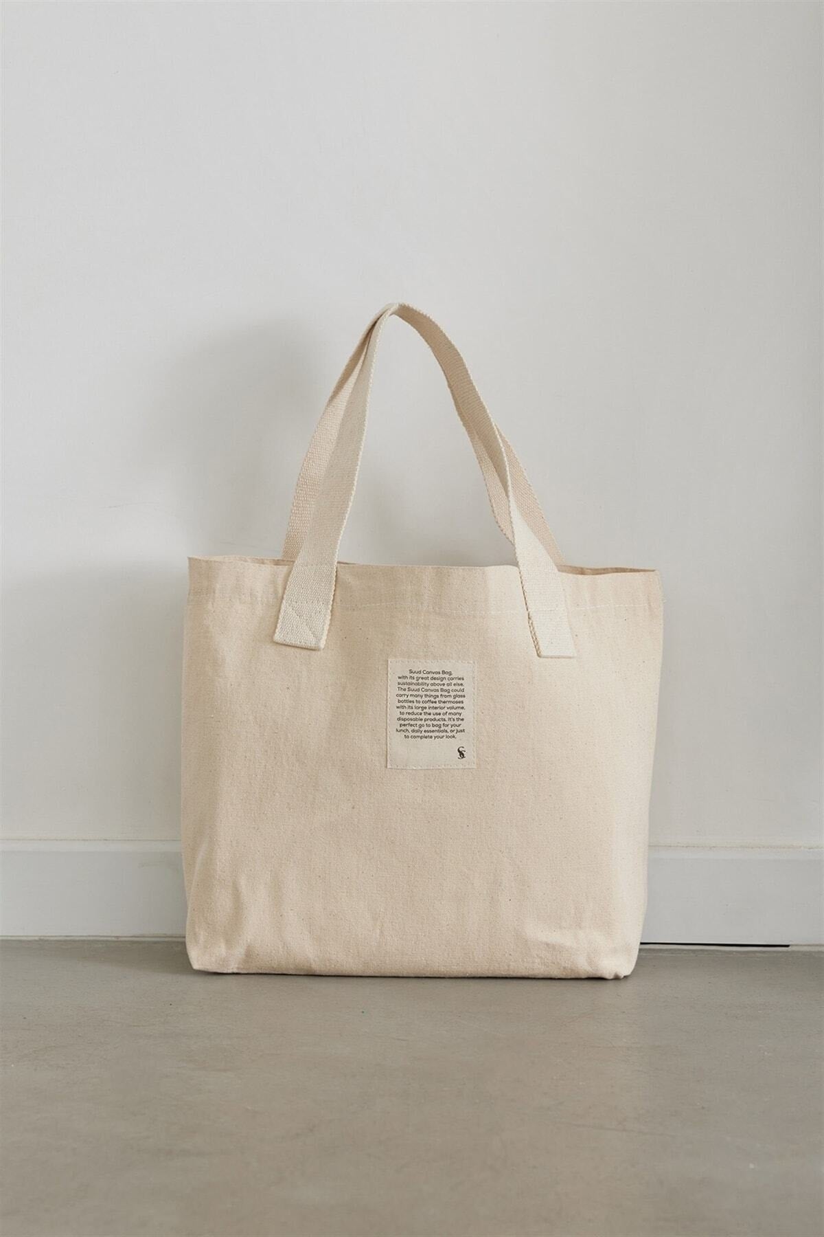 Ecru Resting Printed Canvas Bag