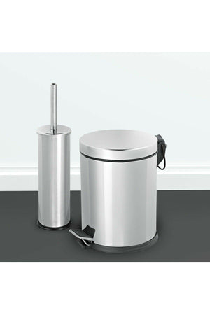 Pedal Dustbin Wc Closet Toilet Brush Set Bathroom Trash Can 3 Lt Chrome 2 Pcs Bathroom Set - Swordslife