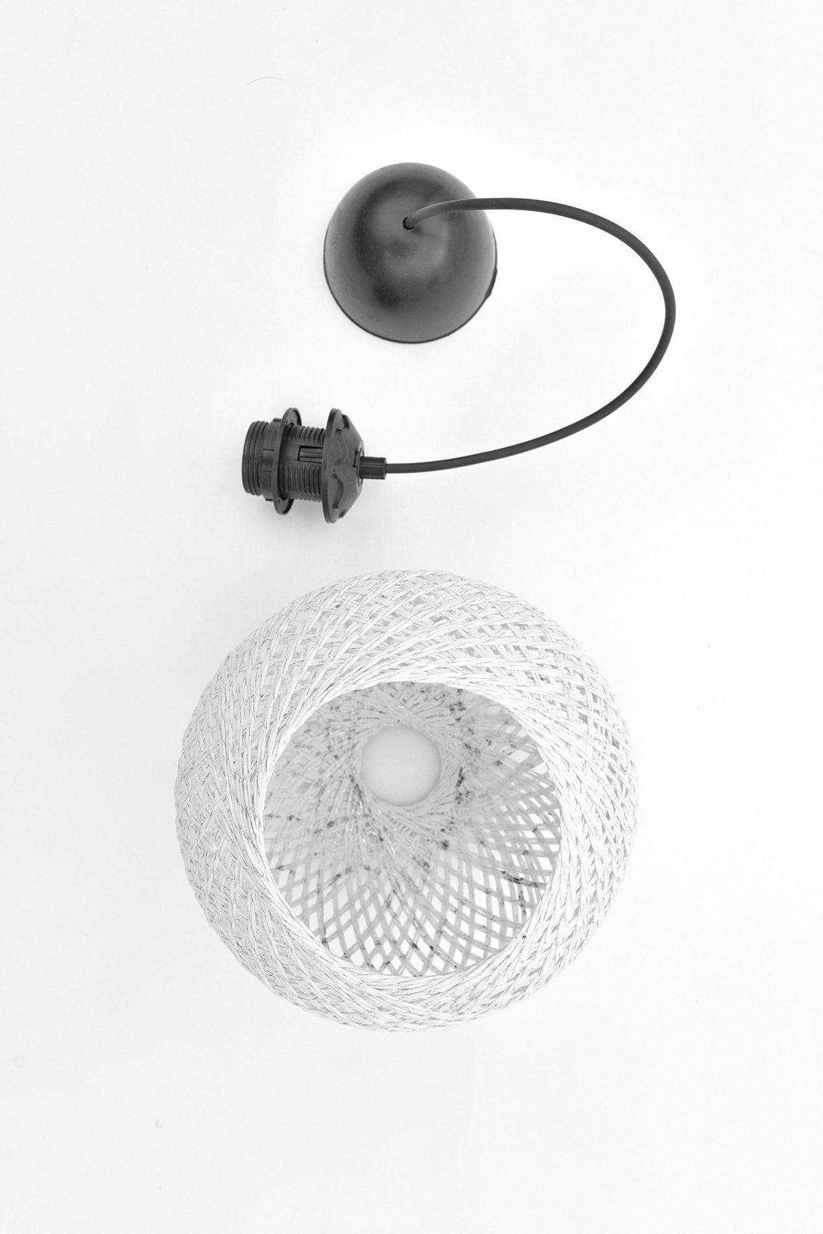 Balle White Pendant Lamp Ball Chandelier Black Cable