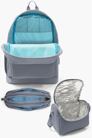 Kids Dark Gray Red Space Patterned Usb 3 Pcs School Bag Set Set0123279