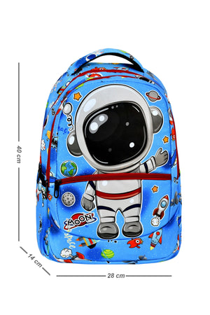 3-Pack Elementary School Astronaut Patterned School Bag With Food And Pencil Holder For Boys