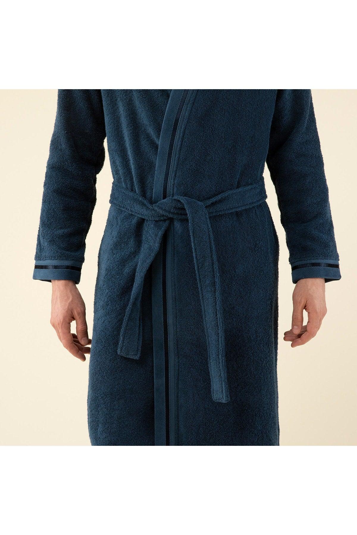 Chic Men's Bathrobe Marine Blue - Swordslife