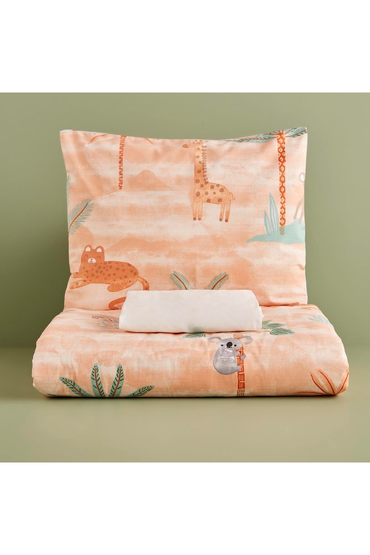 100% Cotton Ranforce Safari Baby Duvet Cover Set Salmon (100X150 Cm)