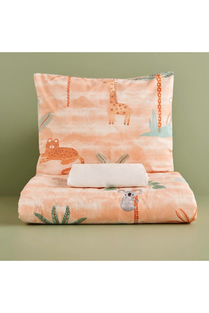 100% Cotton Ranforce Safari Baby Duvet Cover Set Salmon (100X150 Cm)