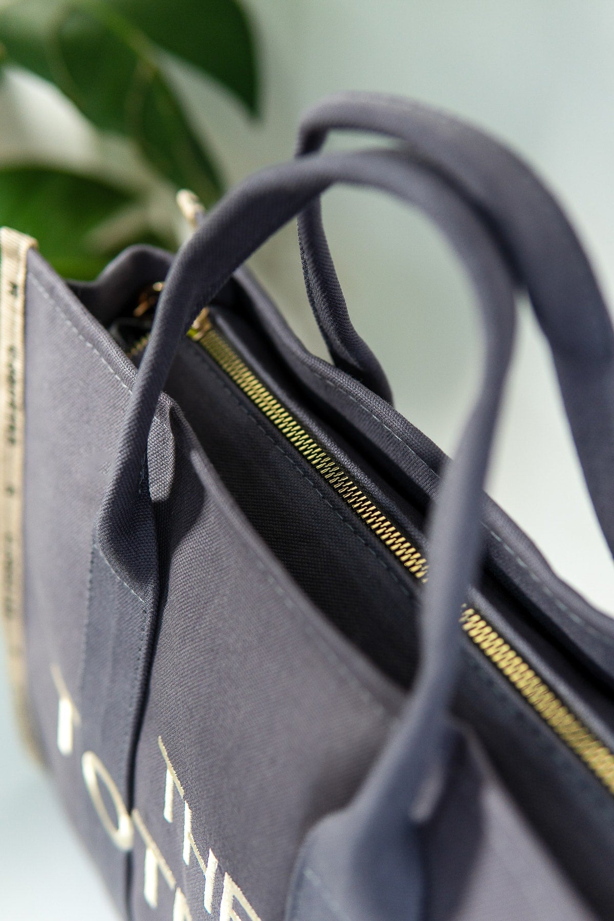 Women'S Gray Tote Bag Canvas Long Strap Bag Hand And Shoulder Bag