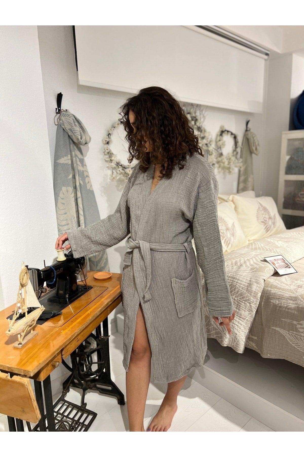 Unisex 4 Layer Muslin Bathrobe/ Dressing Gown/ Kimono - Swordslife