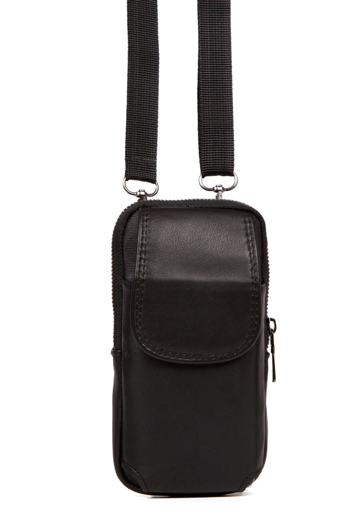 Men'S 100% Genuine Leather Belt And Shoulder Strap Phone Holder Cross Strap Phone Bag