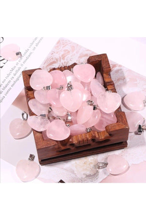 New Heart Rose Quartz Chain Necklace - Swordslife