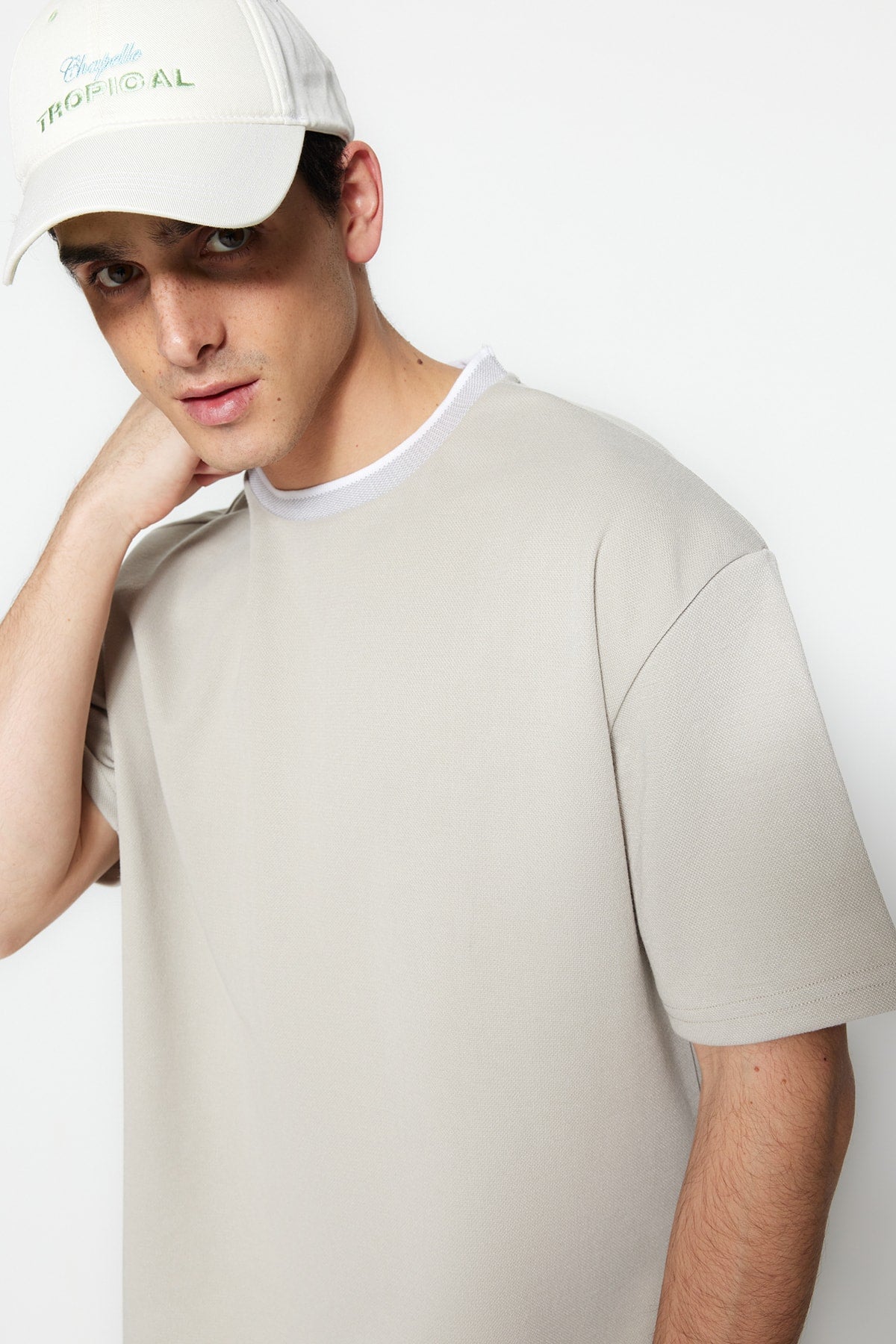 Limited Edition Taş Men'S Relaxed/Comfortable Cut Knitwear Banded Short Sleeve Textured Pique T-Shirt