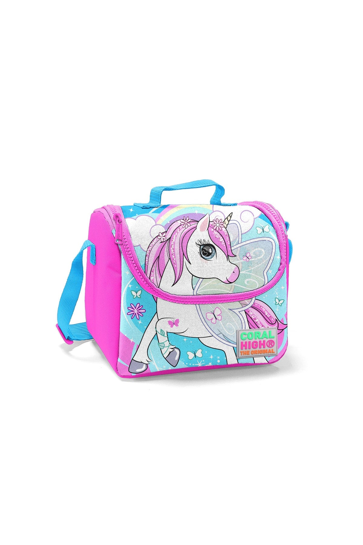 Kids Four Compartment Unicorn Turquoise 3 Pcs School Bag Set